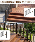 Modular Black Stainless Steel Stair Railing Kit 36 Inches High By 2 Feet Long With Snap Fit Design combined with posts on deck stairs.