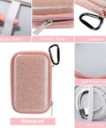 Heavy Duty Fly Pink Glitter MP3 And MP4 Player Case Grab And Go Travel Bag For Ipod Touch Drop Proof Guard features smooth zipper and carabiner.