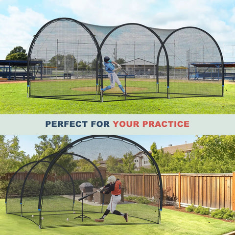 Backyard Baseball And Softball Batting Cage With Frame And Net, 22 By 13 By 9 Feet, Durable Fiberglass Poles for Home Use