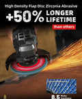 Heavy Duty Zirconia Flap Discs 40 Grit 4.5 Angle Grinder Wheels Type 27 High Density Abrasive Pads For Blasting Rust Off Steel And Leaving A Smooth Finish 12 Pack in action on metal surface.