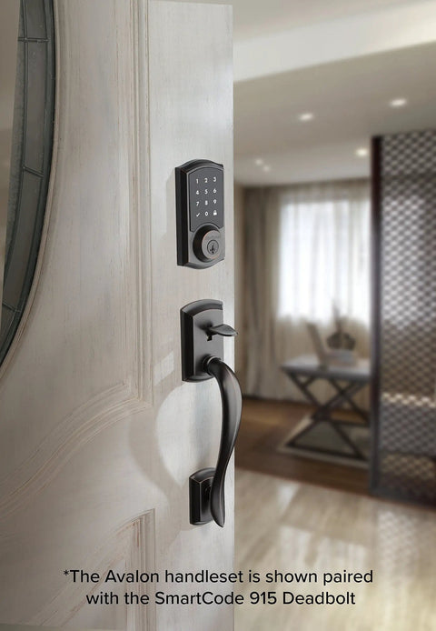 Avalon Front Door Handleset With Reversible Interior Lever No Fuss Non Locking Exterior Entry Handle In Venetian Bronze door