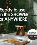 13 Inch Solid Teak Wood Shower Foot Bench With No Slip Rubber Gripping Feet Stainless Hardware And Water Resistant Indoor Outdoor Built To Last Spa Ready Foot Rest in modern shower setting