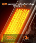 Close-up view of 25 Inch Infrared Space Heater 1500W With Remote For Fast Warm Up, showing heating coils and fan mechanism.