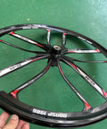 26 Inch 10 Spokes Magnesium Wheel Set Front And Rear 100x135mm For 7 8 9s Freewheel Disc Brake Black Rims For Beach Cruisers MTB Road Bikes Disc Brake Compatible, featuring a close-up of the black rim with spoke details
