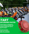 Pull Start Recoil Starter For Predator 212cc And 173cc OHV Engines displayed with karts in the background