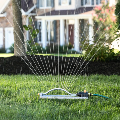 Metal Oscillating Sprinkler With Quick Connect Adapter Delivers Even Coverage For Lawns And Gardens Up To 3600 Sq Ft With 18 Brass Nozzles
