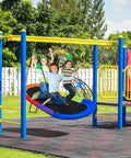 Kids on 66 Inch Oval Saucer Swing For Kids And Teens Outdoor Indoor Backyard Fun With Adjustable Ropes Durable Seat Supports Up To 700 Pounds Includes Safety Net
