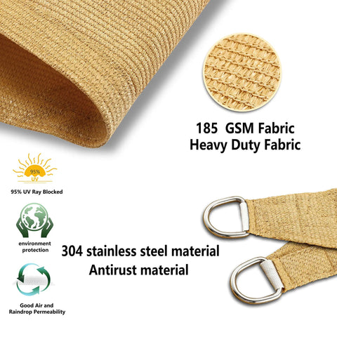 Rectangle Shade Sail 10x13 Outdoor Canopy For Patio And Garden, UV Blocking 95% Shade Solution, Durable PE Fabric details