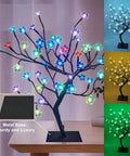 18 Inch Cherry Blossom Bonsai Tree With 48 RGB LED Lights Remote 16 Color Changing Modes 24V UL Listed Adapter Included Adjustable Branches And Metal Base For Cozy Night Light Vibe