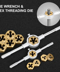 Die And Tap Set For External And Internal Threads In SAE And Metric Sizes Includes Thread Wrench And Thread Pitch Gauge 86 Piece Gauge Kit