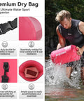 Floating Waterproof Dry Bag Backpack 10L Pink For Kayaking Rafting Boating And Outdoor Adventures with heavy duty seams