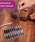 Hands repairing glasses with All-In-One 500-Piece Micro Screw Repair Kit With Tweezers For Glasses, Watches, Laptops And SSDs