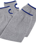 Tough As Nails Cut Resistant Arm Sleeve With Snug Elastic Fit For Men And Women Breathable Forearm Guard For Industrial Work And Mechanical Jobs All Day Comfort Safe gray knit sleeves with blue trim