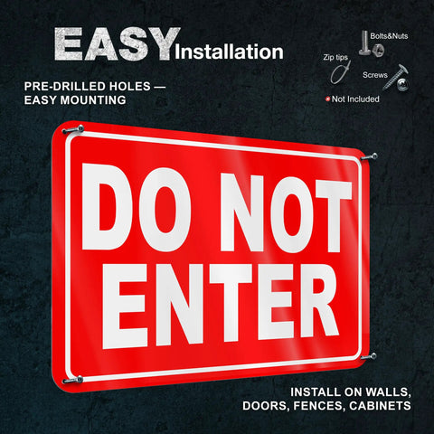 Dang Solid No Entry Warning Sign, 8X12 Inch Heavy Duty Reflective Aluminum Panel for easy installation on walls and fences.