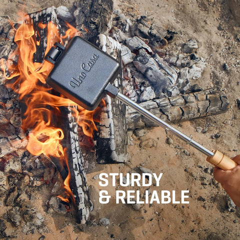 Cast Iron Pudgy Pie Maker For Campfire And Outdoors With Extended Handle Built For Easy Grilling Pre Seasoned Heavy Duty Pie Iron