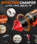 2 In 1 Inner Outer PVC Deburring Tool Chamfer Reamer For PVC CPVC ABS PP PE Pipe attached to a drill