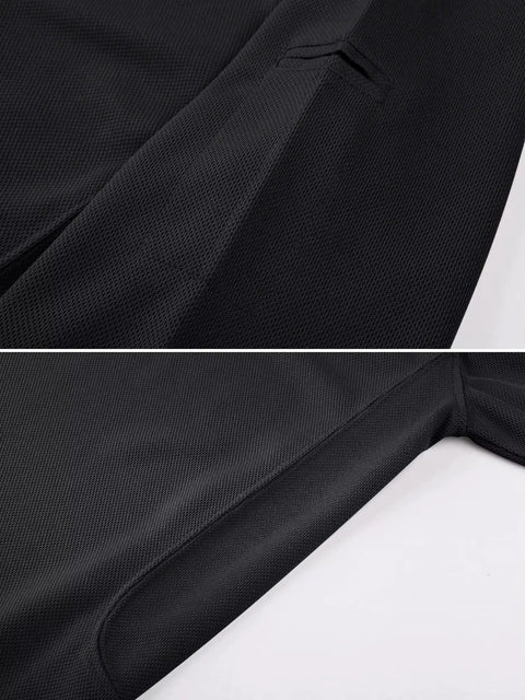 Detailed view of Men's Black Quick-Dry Polo Shirt For Work And Tactical Use in durable polyester fabric.