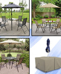 Heavy Duty Square Table And Chair Set Cover With Umbrella Hole, 12 Oz Waterproof PVC Coated Polyester, All Weather UV Resistant, 45x45x30 Beige