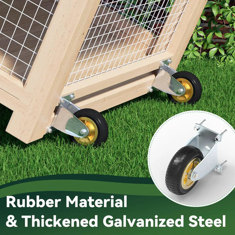 Chicken Coop Wheels Kit 2 Pack 4 Inch Caster Wheels With Lifting Handle for Easy Movement