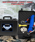 Grtard magnet fishing kit in hard case; 3.70-inch double‑sided N52 magnets with blue retrieval rope, hooks and carabiner.