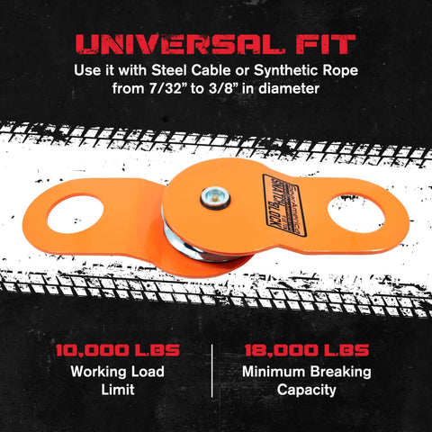 Winch Snatch Block Pulley 9 Ton Heavy Duty Block And Tackle For Synthetic Rope Or Steel Cable Two Pack Orange Recovery Accessory