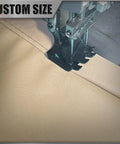Close-up of sewing machine stitching beige fabric for 12 Ft By 12 Ft By 12 Ft Beige Triangle Sun Shade Sail Waterproof UPF50 Plus Water Resistant Outdoor Canopy For Patio Garden Backyard Carport Weatherproof Shelter.