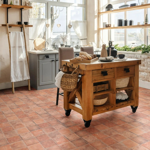Kitchen with Porcelain Floor And Wall Tile Eight And Three Quarters Inch Square Glazed With A Medium Textured Finish And Low Sheen PEI III