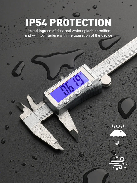 Rechargeable Digital Caliper Six Inch With Backlit LCD Screen And Auto Off All Metal Zinc Alloy Frame For Serious DIY Use
