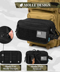 Tactical Toiletry Bag For Men Water Resistant Military Molle Dopp Kit Travel Organizer with MOLLE straps and attachments.