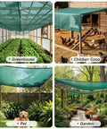 Beefed Up 35 To 45 Percent Sun Shade Cloth 10 By 20 Feet Green HDPE Mesh for greenhouse, chicken coop, garden, and pet area.