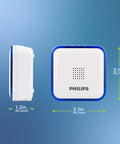 Side and front view of Wireless Doorbell Kit With Battery Powered Receiver, LED Alert Lights, 32 Melodies And 3 Volume Levels