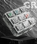 Nine Key Cherry MX Switch Tester for Mechanical Keyboards with crystal acrylic base on black background