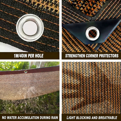 Mocha 90 Percent Outdoor Sun Shade For Patio 6 X 8 Ft Pergola Canopy With Grommets showing detailed features.