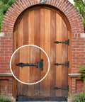 Heavy Duty Gate Hinges For Wooden Fences 8 Piece Set In Black Matte Finish Cast Iron With Electrostatic Coating on wooden gate