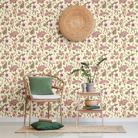 Peel And Stick Multicolor Peony Daisy Wallpaper Removable Self Adhesive Wall Mural For Living Room Or Accent Wall Durable And Easy To Install