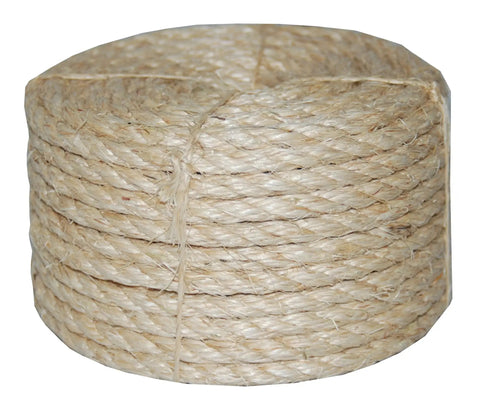 Natural Sisal Rope 3 Eighth Inch By 100 Feet Twisted Tan One Pack Biodegradable No Oils Pet Safe Perfect For Cat Scratcher Posts And DIY Projects And Garden Trellis.
