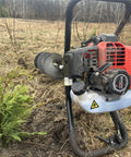Forty Three CC Gas Earth Auger Powerhead with 8 Inch Auger Bit for Post Holes EPA Compliant Durable One Man Digger in action