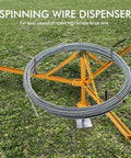 Built Tough Heavy Duty Fence Wire Dispenser For High Tension Systems on grass, floor or stud mounted, adjustable size visible