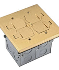 2 Gang 20A Solid Brass Floor Box Kit With Tamper Resistant Receptacles, weatherproof cover, twist lock, UL listed, galvanized junction box