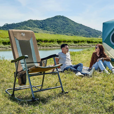 Foldable Padded Rocking Chair With A 29 Inch High Back For Outdoor Chill Sessions Easy Stand Up Heavy Duty And Portable