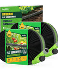 Flat Soaker Hose 100Ft For Garden Watering With Leakproof Anodized Aluminum Ends, Dual Layer Flexible Drip Hose Delivers Even Soak, Green 2 Pack
