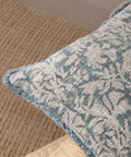 Paleblue Floral Throw Pillow Covers Set Of 2 12x20 Inches Cozy Home Cushions For Living Room Sofa Decor With Durable Linen Look Fabric And Hidden Zipper For Easy Insertion close-up on sofa