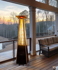 Backyard Hangout Ready 48,000 BTU Pyramid Flame Patio Heater With Cover, Triple Safety Protection, Portable Outdoor Heater