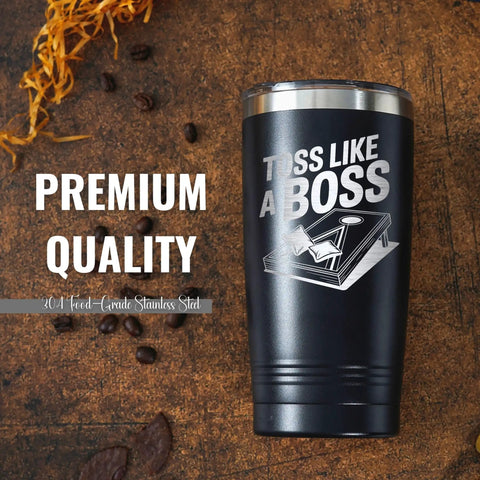 Cornhole Travel Tumbler 20 Oz Stainless Steel Cup For Men Birthday Gift Hella Rugged double wall design with toss graphic.