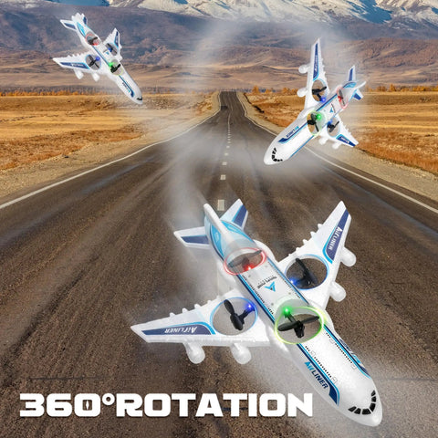 RC Drone Remote Control Airplane Ready To Fly Foam Jet Fighter performing 360-degree flips on a road