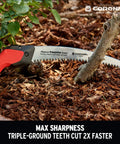 Razor Tooth 10 Inch Folding Pruning Saw With Curved Steel Blade And Ergonomic Non Slip Handle Trimming Branch