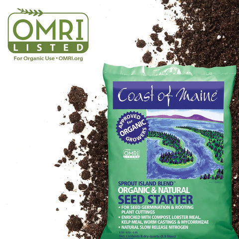Bag of Organic Seed Starting Mix with Compost, Manure, Mycorrhizae, Worm Castings and Kelp, 8 Qt, for germination and rooting.