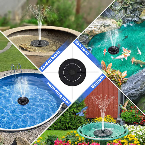 Bird Bath Fountain Kit With Six Nozzle Modes And Fixed Pipes, Upgraded 3.5W Solar Pump for Garden, Courtyard, Fish Tank