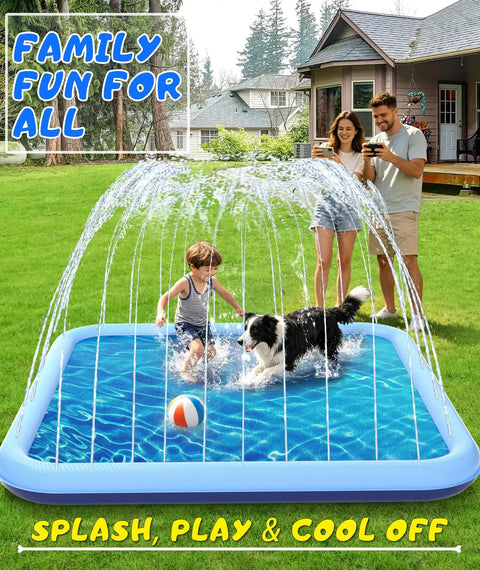 Extra Large 90.5 Inch Splash Pad For Kids And Dogs Oversized Backyard Water Play Mat Non Slip Safe Wading Pool Toy For Summer Outdoor Fun Perfect For Ages 3 And Up Pets And Family