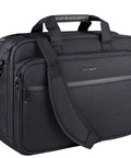 Expandable Water Repellent Laptop Briefcase For 17.3 Inch Laptop With RFID Pockets And Padded Compartments Black